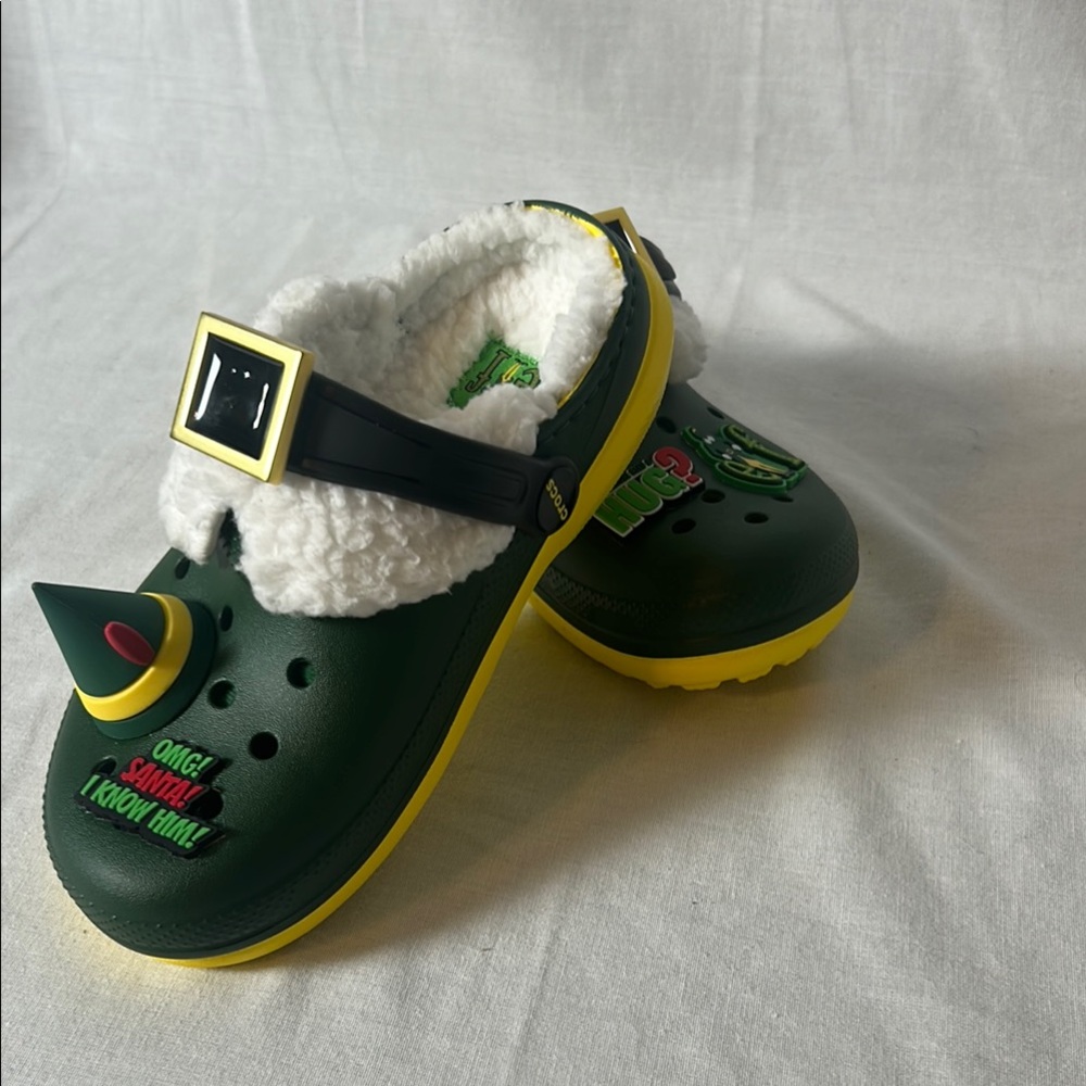 CROCS Kids Slippers in Green and Yellow